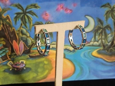 Pendientes de aro azul de rodio Foto 1 de 3