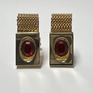 Cufflink Gold Tone-Mens Wraparound Watchband Mesh Vintage Cuff Links - Picture 1 of 10
