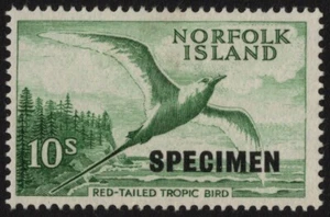 Norfolk Island 1960 10/- sobreimpresión de espécimen de pájaro - como nuevo con bisagras (A29445) - Imagen 1 de 1