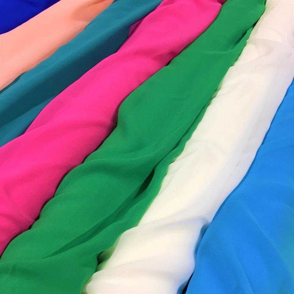 FABRIC WHOLESALE DIRECT Silk Georgette Chiffon Fabric Solid 100% Silk 10mm 44" wide Sold BTY Many Colors