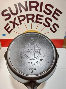 "Vollständig restauriert" GRISWOLD #8 GUSSEISENPFANNE schräges Logo gewürzt flach - Bild 1 von 7