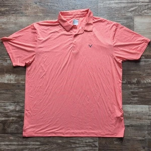 Callaway Golf Coral All Over Print Polka Dots White/Salmon Polo Shirt Size XL - Picture 1 of 7