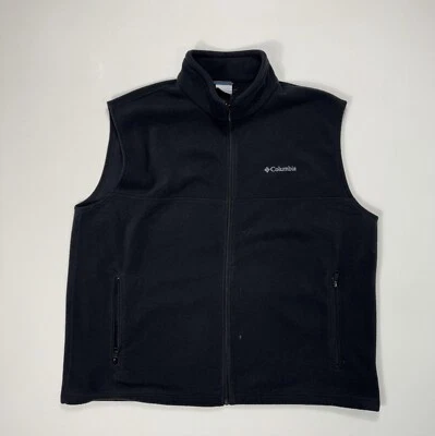 Columbia Hombres 2XL Cremallera Completa Vellón Chaleco Bolsillos Negro Exterior Senderismo Clásico Foto 1 de 4