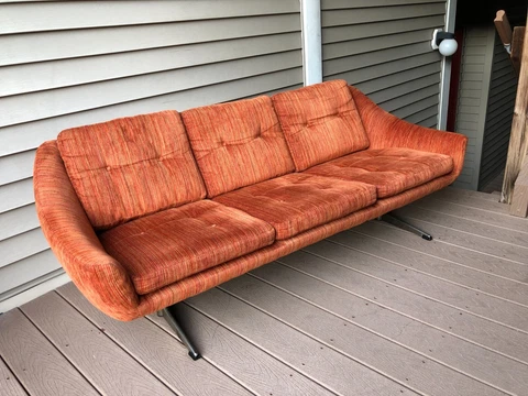 1960s Danish Mid Century Orange Sofa Cover