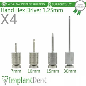 4x Dental Hand Hex Driver 1.25mm L-7mm, 10mm, 15mm, 30mm Stainless Steel Tool - Picture 1 of 6