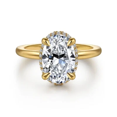 Wedding Oval Cut Diamond Ring 2.15 Ct Lab Created IGI 18k Yellow Gold E F VS - Image 1 of 4