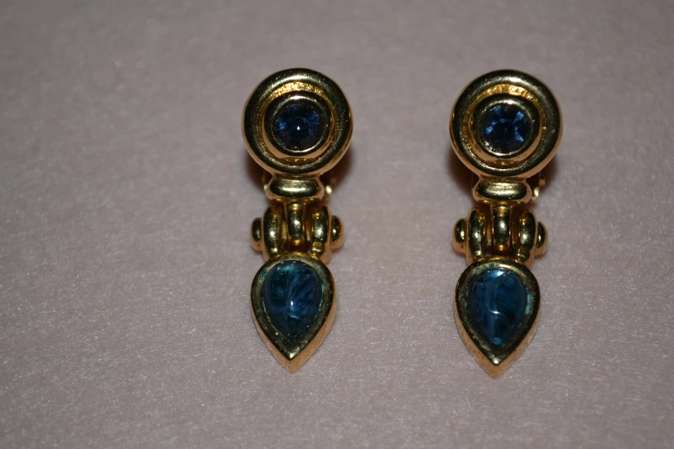 Original-Vintage-Design-Massiv-Schmuck-Pierre Lang-Ohrclips-Vergoldet-Perlen/Ste - Bild 1 von 4