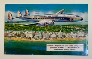 1957 Eastern Airline Postcard, Turbo Compound Powered Super C Constellation,Used - Picture 1 of 4