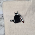 Crazy Cat Pin Badge Brooch Broach enamel Psycho Lapel Knife Cat Cartoon Badge