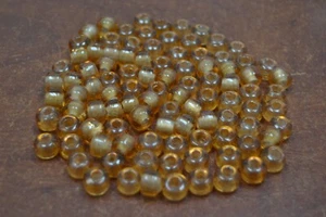 100 PCS AMBER PONY CROW GLASS BEADING BEADS #BD-814Q - Picture 1 of 1