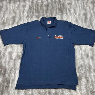 Vintage Illinois University Polo Shirt Mens Medium Blue Nike 90s Made in USA - Image 1 of 4