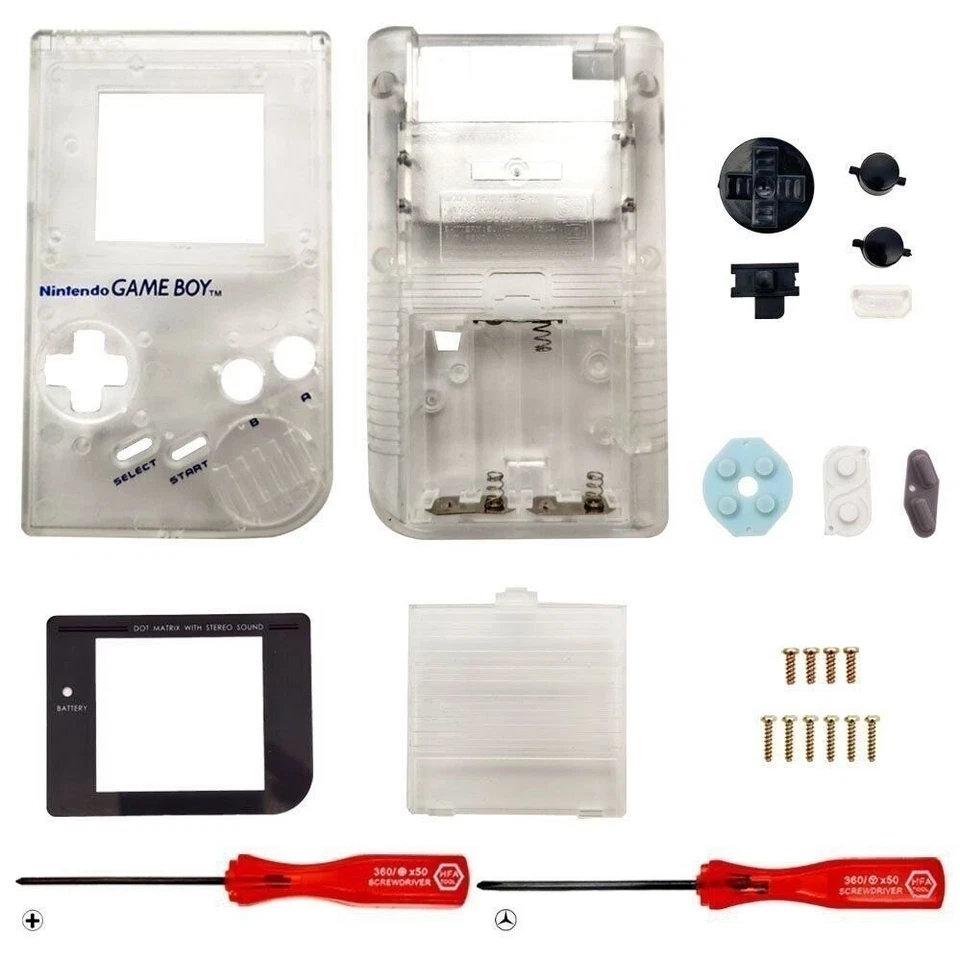RESALEFIRM Replacement Housing for Original Nintendo GB Game Boy Shell DMG-01 Clear + Tools