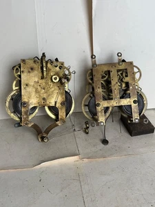 2  WM. GILBERT 7 DAY KEY WIND CLOCK MOVEMENTS, OLD, ORIGINAL, BOTH SEEM COMPLETE - Picture 1 of 15