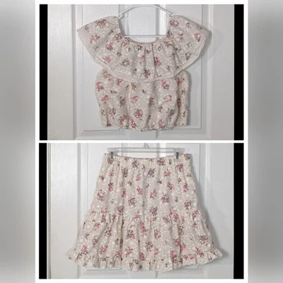 Conjunto de 2 Saia Floral Rosa Adorável Correspondência By&By Girl Tamanho 16 - Imagem 1 de 4