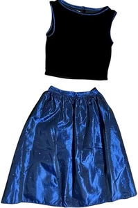 Jessica McClintock Girls Formal 2 Piece Gown Skirt Black Blue Shimmer Y2K - Picture 1 of 8