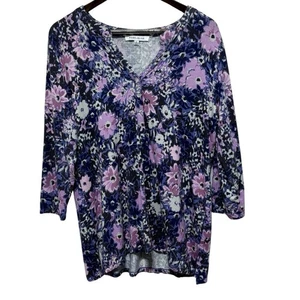 Top rosa oliva para mujer XL púrpura floral tejido elástico cottagecore túnica romántica - Imagen 1 de 9
