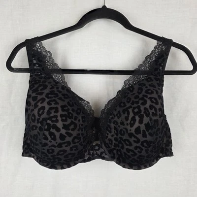 Kayser Size 20D Black Animal Print Lacey Full Cup Bra - image 1 of 4