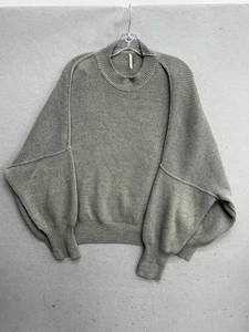 Free People Women's Gray Easy Street Tunic Sweater Oversized Knit Ribbed Size S - Picture 1 of 11