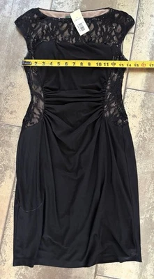 NWT Ralph Lauren Black Lacey Sequin Cocktail Dress 4 Petite - Image 1 of 4