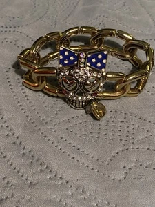 Betsey Johnson Kristall Sugar Skull Armband 7" Ivy League gepunktet goldfarben - Bild 1 von 7