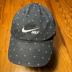 Nike Golf Heritage86 Dri-FIT Hat Cap Black White Cross Print Adjustable Strap - Picture 1 of 8
