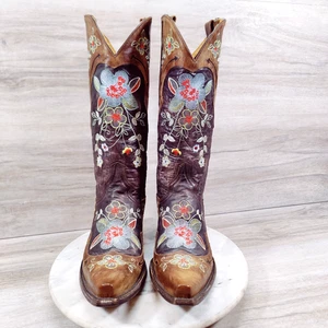 Old Gringo Bonnie Westernstiefel Damen 6,5 B Braun Blume Snip Toe Cowboy - Bild 1 von 12
