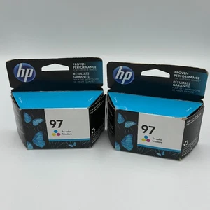 Lot of 2 New Genuine HP 97 Tri-Color Ink Cartridge Expired - Zdjęcie 1 z 6