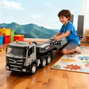 Camion trattore radiocomandato Huina 1318 1:18 con rimorchio pianale 9CH telecomando ToysnLe - Foto 1 di 10