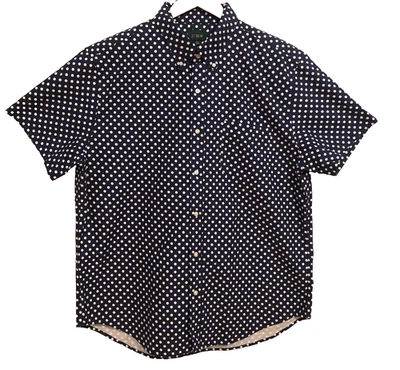 NWT J.Crew Shirt Men's XL Oarsman Oxford Navy Blue Polka Dot Short Sleeve Shirt - Image 1 of 4