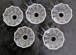 Vintage 5er Set Pressglas gewellter runder Kronleuchter Bobeche - Bild 1 von 6