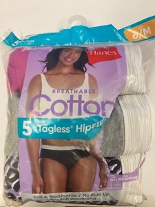 5 Hanes Breathable Cotton Tagless Hipsters, Torn Package, New and Unused - Picture 1 of 3