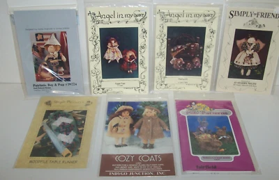 7 Vtg Sewing Crafting Doll patterns Just Be'Cuz Angel in my heart Fairfield (A2) - Image 1 of 4