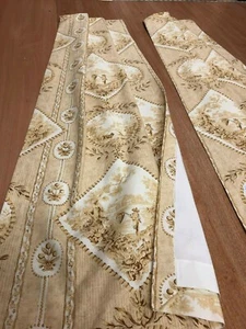 B/n bespoke curtains in beautiful gold patterned fabric 24 wide x 48 Long - Picture 1 of 5