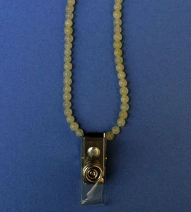 Yellow Aragonite bead id badge necklace lanyard with strap clip BDG990002 - Picture 1 of 1