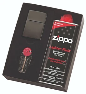 New ZIPPO Black Ice Lighter with 125ml Fluids & Flints Gift Box - Picture 1 of 2
