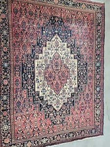 Antik Elfenbein pflanzlich gefärbt Senneh Handgefertigt Orientteppich 5'x6'9" - Bild 1 von 19