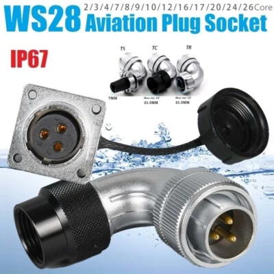 WS28 2pin TSright angle elbow plug+Z square rear socket aviation plug connection - Image 1 of 4