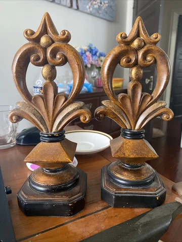 Bookend , Wood carved decor, Natural wood, сarve Vintage 2 Pieces Cover