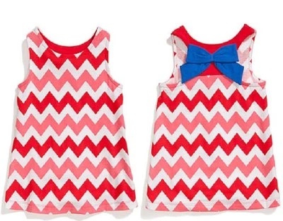 J Khaki Toddler (2T-4T) Patriotic Sleeveless Chevron/Stars Bow Back Tank Top $20 - Image 1 of 3