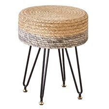 Wimarsbon Pouf Ottoman Handmade Natural Water Hyacinth Footrest with 4 Metal ...