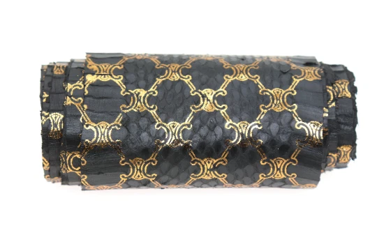 CC Monogram Print on Matte Elaphe Carinata Snake Skin Snakeskin Leathercraft - Image 1 of 3