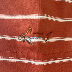 Greg Norman Shark Play Dry Golf Poloshirt orange gestreift Größe XL extra groß - Bild 1 von 5