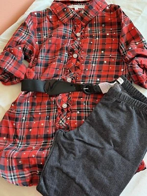 Conjunto de túnica y leggings de autoestima, negro/rojo/blanco - talla 8 - nuevo Foto 1 de 4