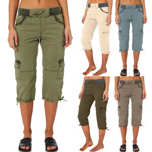 Womens Joggers Capri 3/4 Crop Trousers Casual Jogging Bottoms Cargo Pants *US