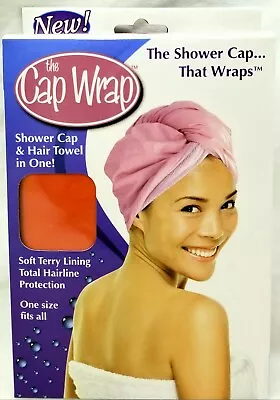 Shower Cap Hair Towel in 1 - Soft Terry Lining - Turban Head Wrap - NIB - Image 1 of 2