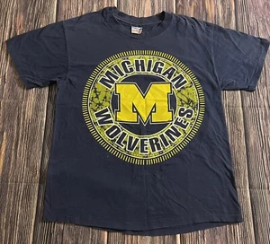 90s Vintage Michigan Wolverines Champion Shirt Size Large Blue - Picture 1 of 7
