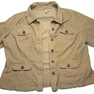 St. John’s Bay Women’s Beige Corduroy Stretch Button Down Jacket 2X - Picture 1 of 6