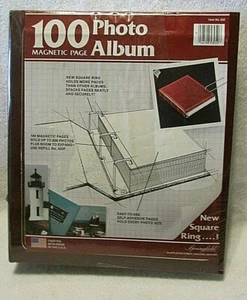 New 100 Magnetic Page Photo Album Square Ring Maroon By Springfield - Picture 1 of 6