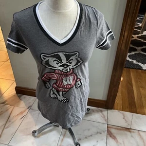NWOT WISCONSIN BADGERS SHORT SLEEVED V-NECK WOMENS SIZE SMALL - Picture 1 of 1