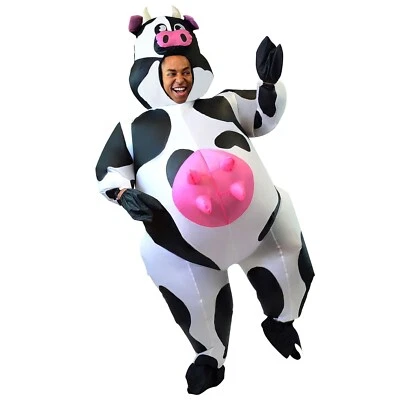 Adult Inflatable Cow Costume Funny Giant Farm Animal Blow Up Suit Halloween - Image 1 of 4